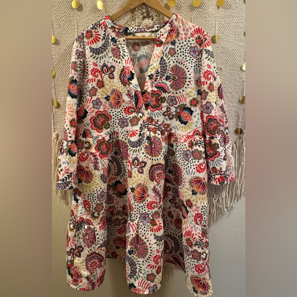 EUC Boden Linen Floral Print Dress